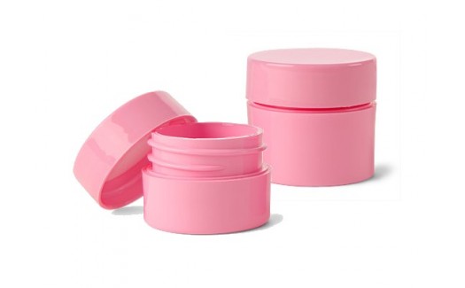 Polypropylene Thick Wall Cosmetic Jars Pink w/ Lined Caps